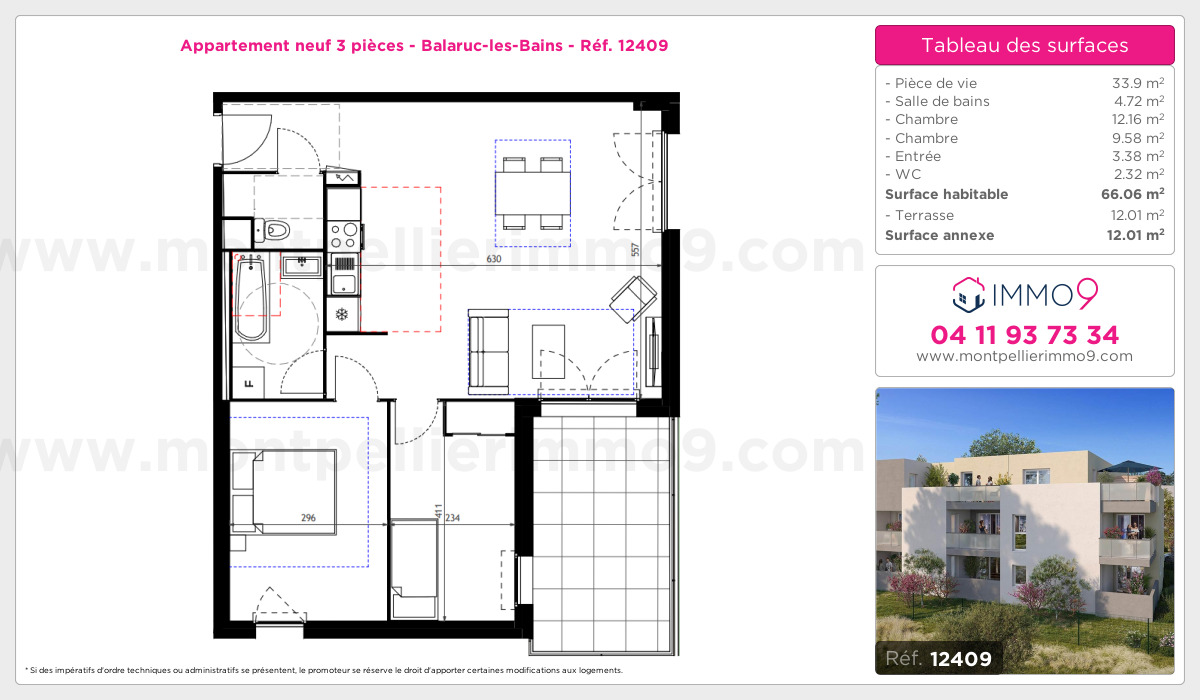 Plan et surfaces, Programme neuf Balaruc-les-Bains Référence n° 12409
