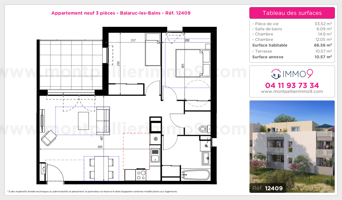 Plan et surfaces, Programme neuf Balaruc-les-Bains Référence n° 12409