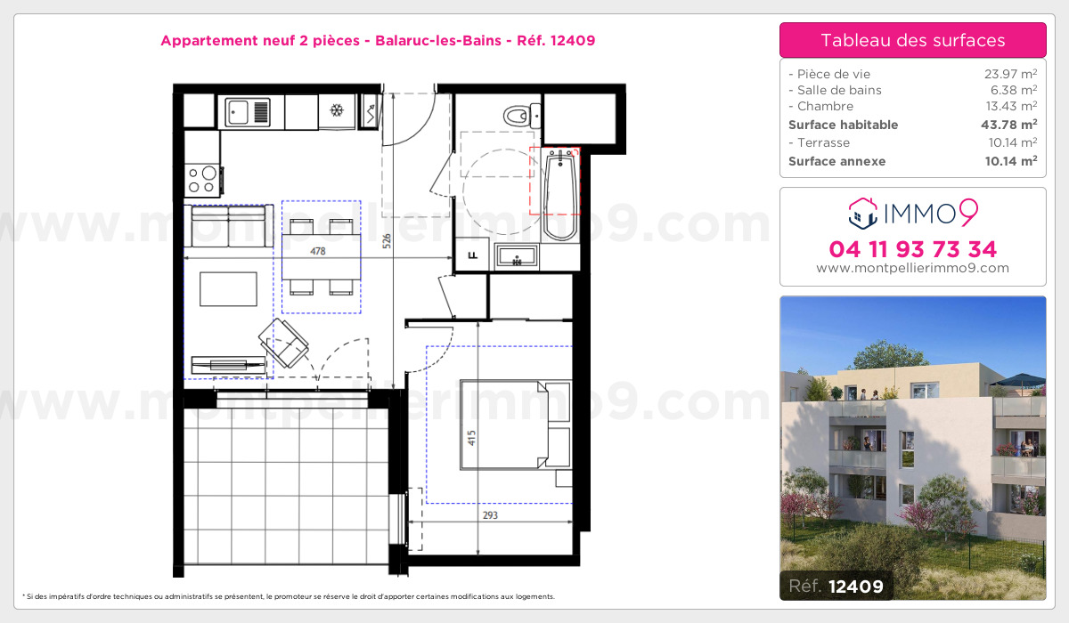 Plan et surfaces, Programme neuf Balaruc-les-Bains Référence n° 12409