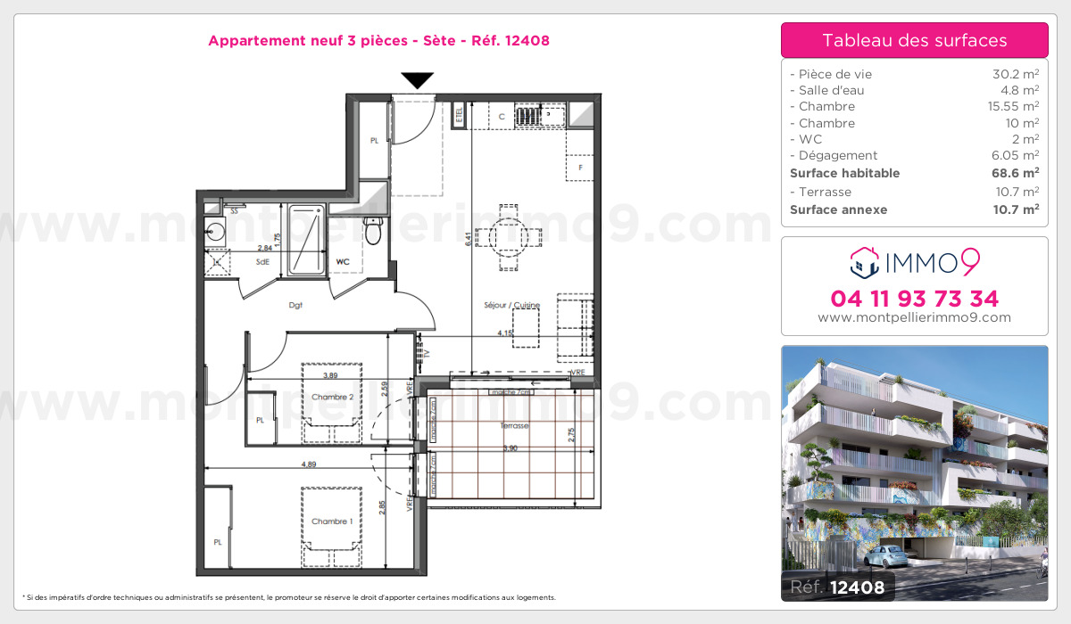 Plan et surfaces, Programme neuf Sète Référence n° 12408