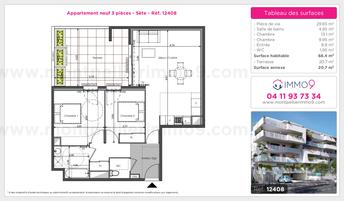 Plan et surfaces, Programme neuf Sète Référence n° 12408