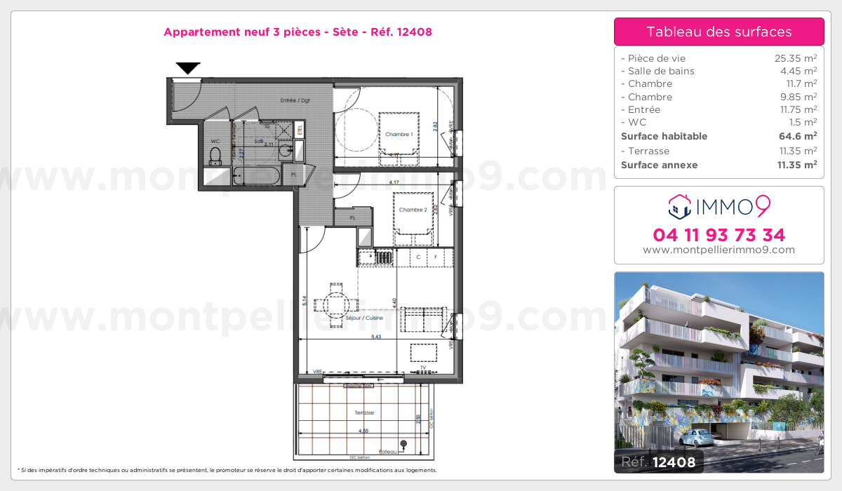 Plan et surfaces, Programme neuf Sète Référence n° 12408