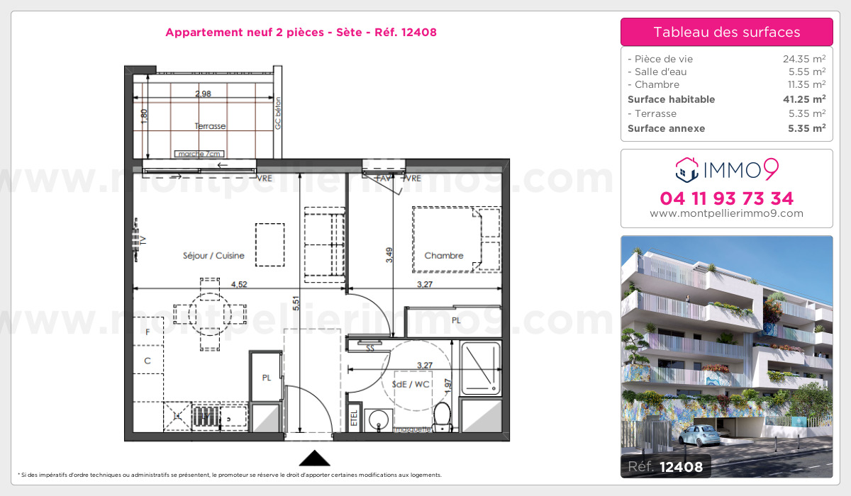 Plan et surfaces, Programme neuf Sète Référence n° 12408