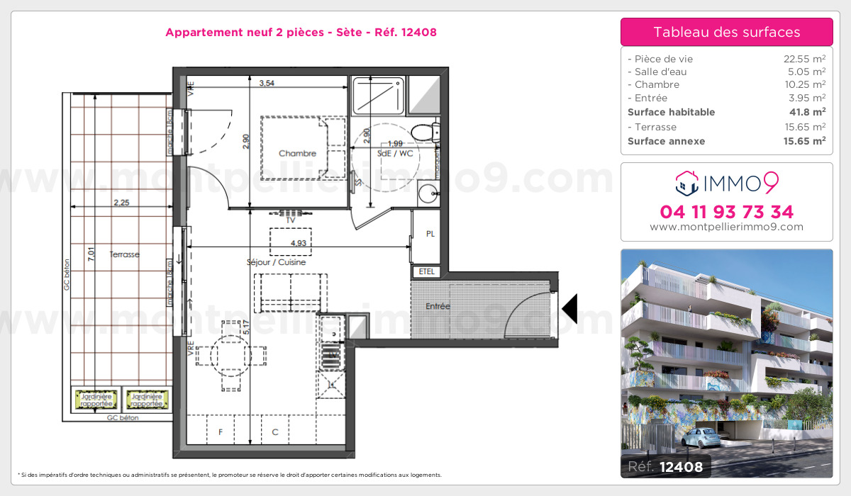 Plan et surfaces, Programme neuf Sète Référence n° 12408