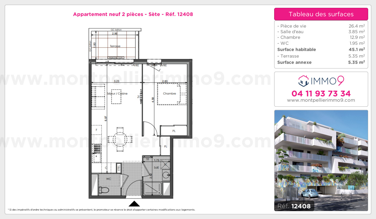 Plan et surfaces, Programme neuf Sète Référence n° 12408