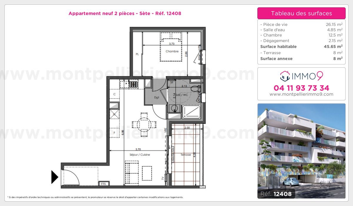 Plan et surfaces, Programme neuf Sète Référence n° 12408