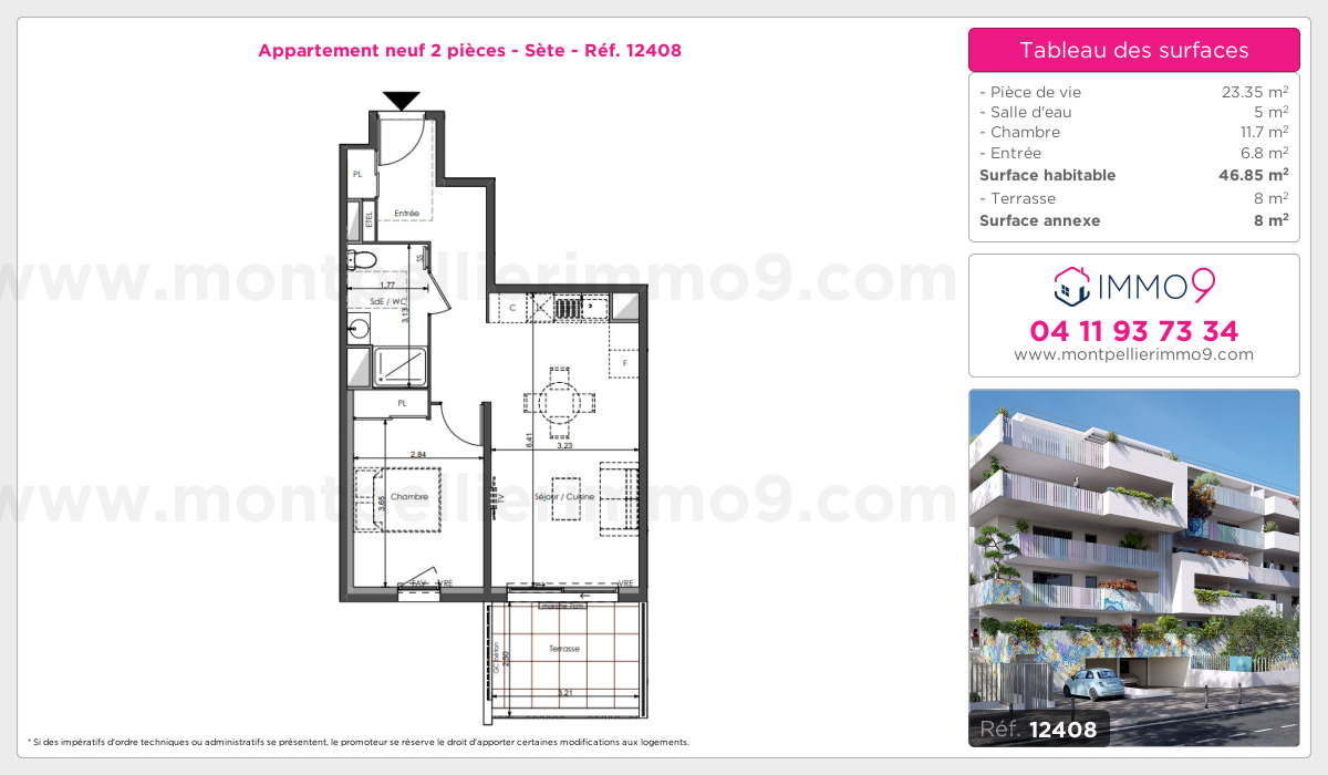 Plan et surfaces, Programme neuf Sète Référence n° 12408