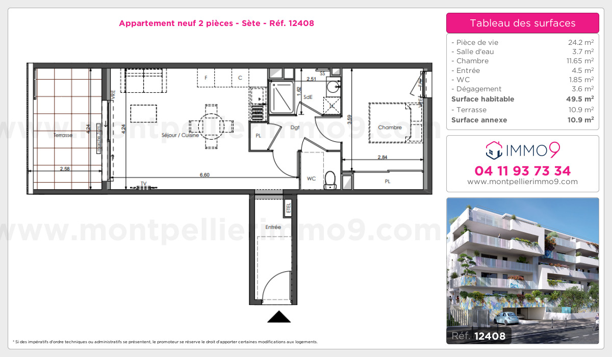 Plan et surfaces, Programme neuf Sète Référence n° 12408