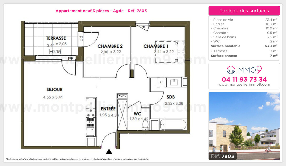 Plan et surfaces, Programme neuf Agde Référence n° 7803