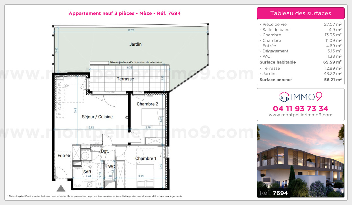 Plan et surfaces, Programme neuf Mèze Référence n° 7694